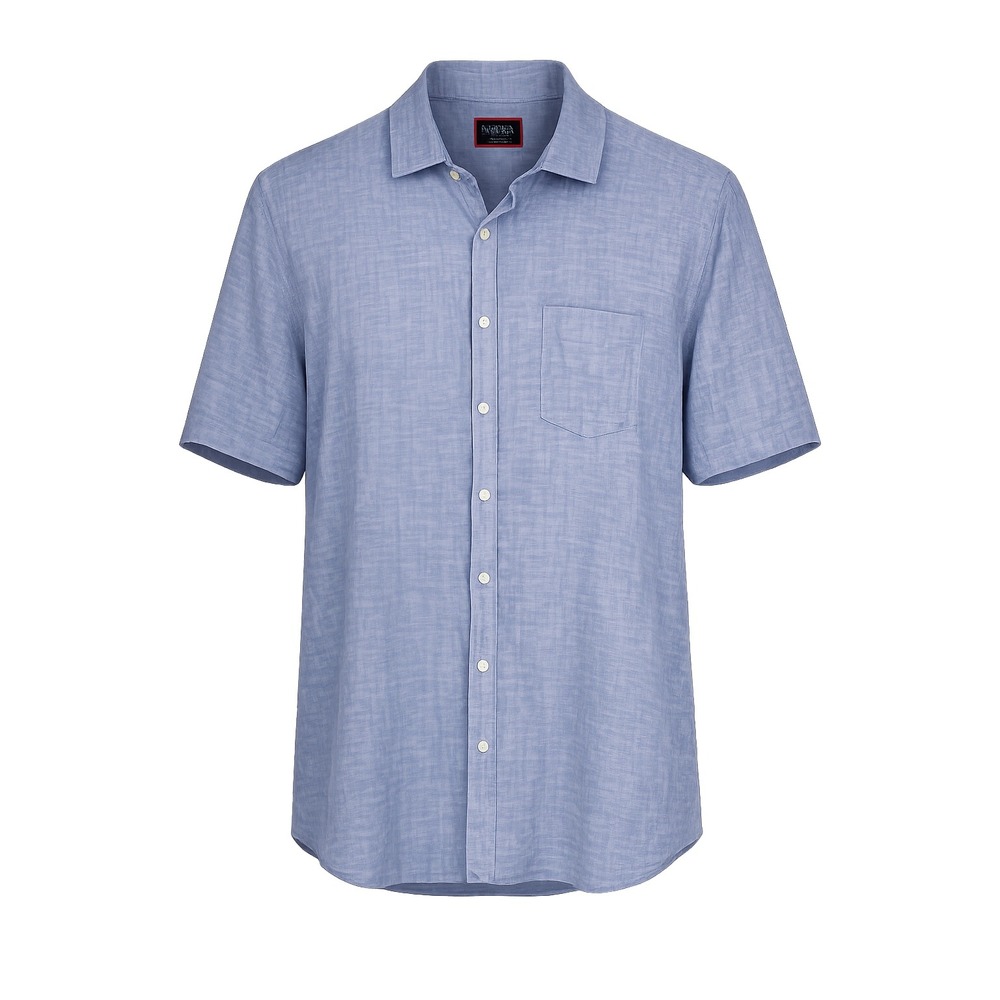 UNTUCKit Cameron WR Linen Shirt Mens 3XL Blue Short Sleeve Button Down Tre Fit